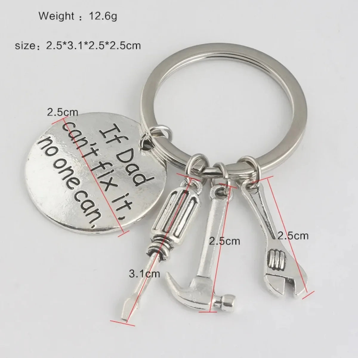 Handgereedschap thema sleutelhanger 'Als papa het niet kan repareren, kan niemand' hanger Vaderdagcadeau voor mannen sieraden