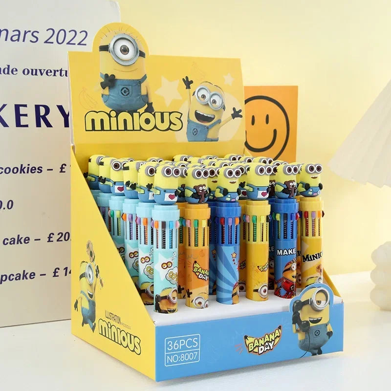 Anime Minioned 10-Kleur Balpen Despicable Me Cosplay Mark Handbediende Pen 6 Stijlen Kinderen Student Briefpapier Gift speelgoed