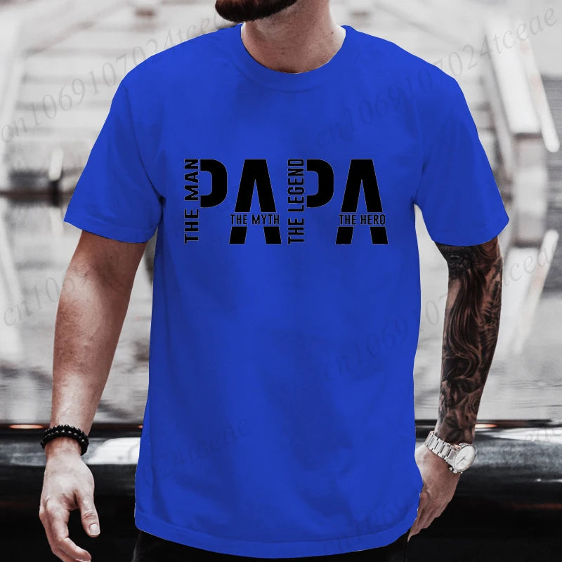 Papa De Man De Mythe De Legende Grappige T-shirt voor Mannen Kleding Papa T-shirt Korte Mouw T-shirt Mannen T-shirts Kleding tops