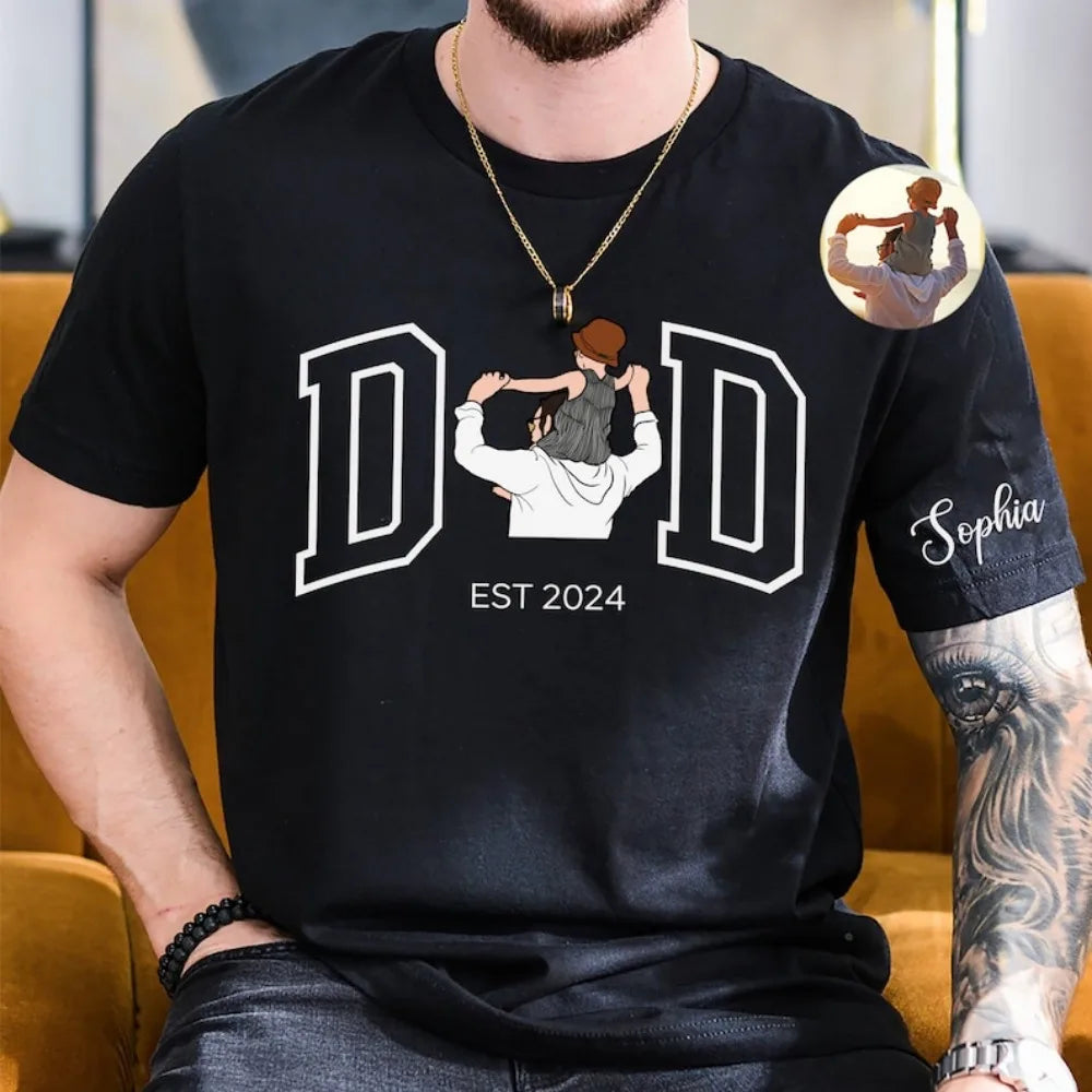 Aangepaste foto shirt voor papa Vaderdag tshirt, Vaderdag geschenken gepersonaliseerde papa portret shirt