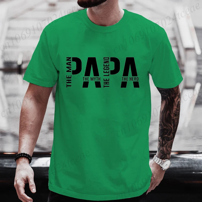 Papa De Man De Mythe De Legende Grappige T-shirt voor Mannen Kleding Papa T-shirt Korte Mouw T-shirt Mannen T-shirts Kleding tops