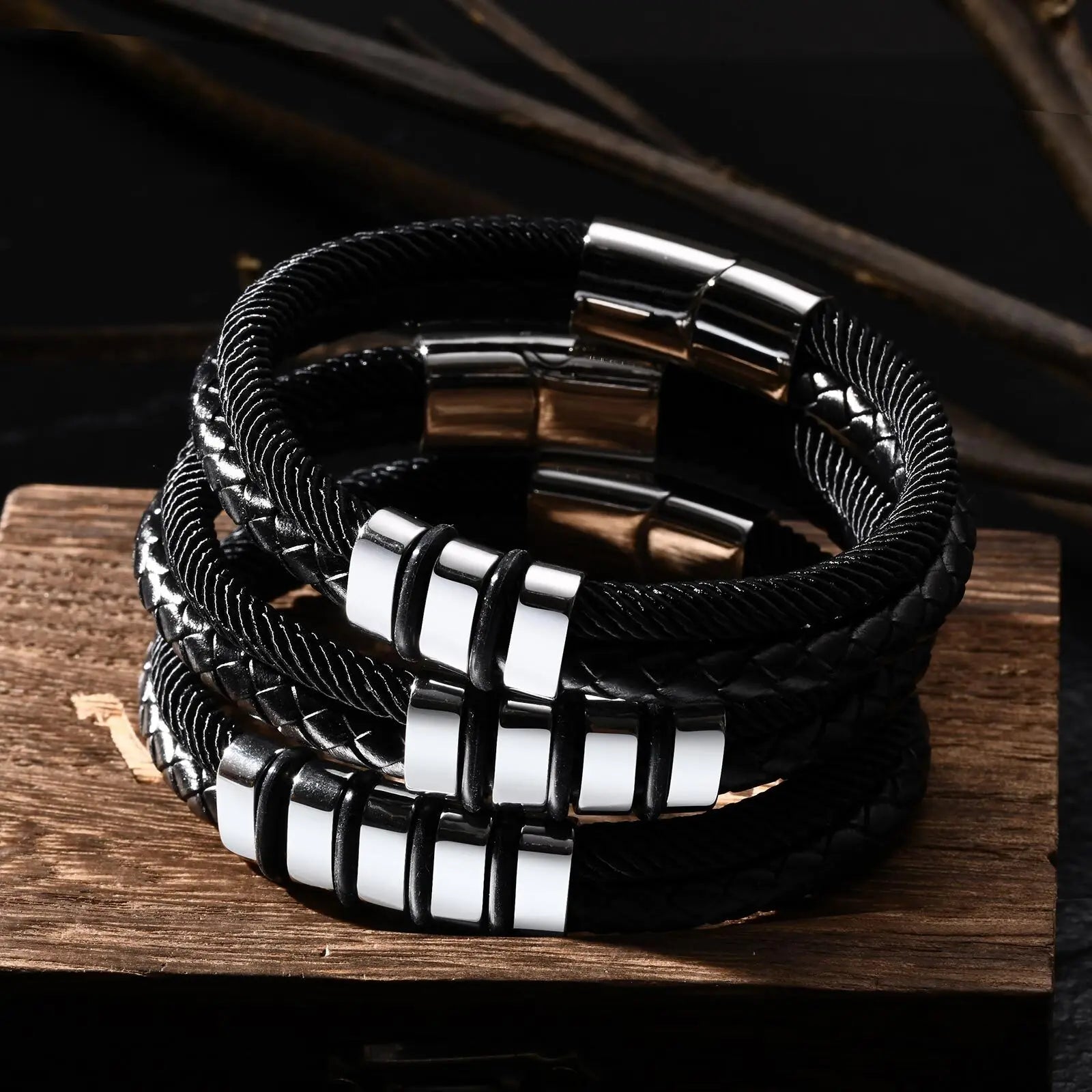 Vnox gratis gepersonaliseerde familienaam armbanden cadeau voor mannen papa opa, 3-5 roestvrijstalen kralen armbanden, liefde kerstcadeau