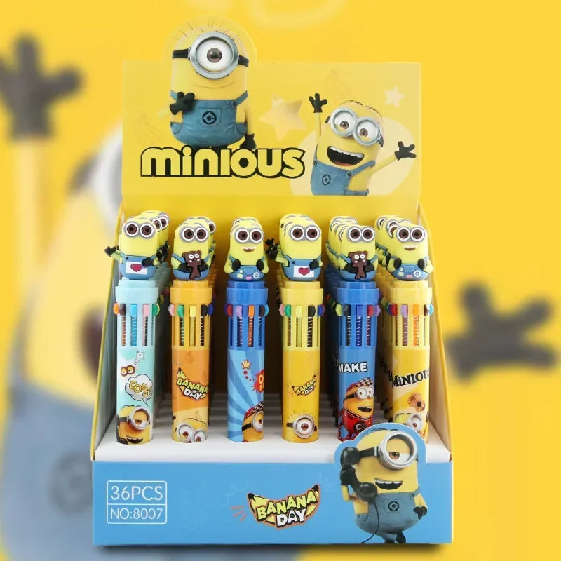 Anime Minioned 10-Kleur Balpen Despicable Me Cosplay Mark Handbediende Pen 6 Stijlen Kinderen Student Briefpapier Gift speelgoed