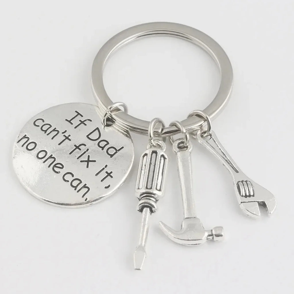 Handgereedschap thema sleutelhanger 'Als papa het niet kan repareren, kan niemand' hanger Vaderdagcadeau voor mannen sieraden