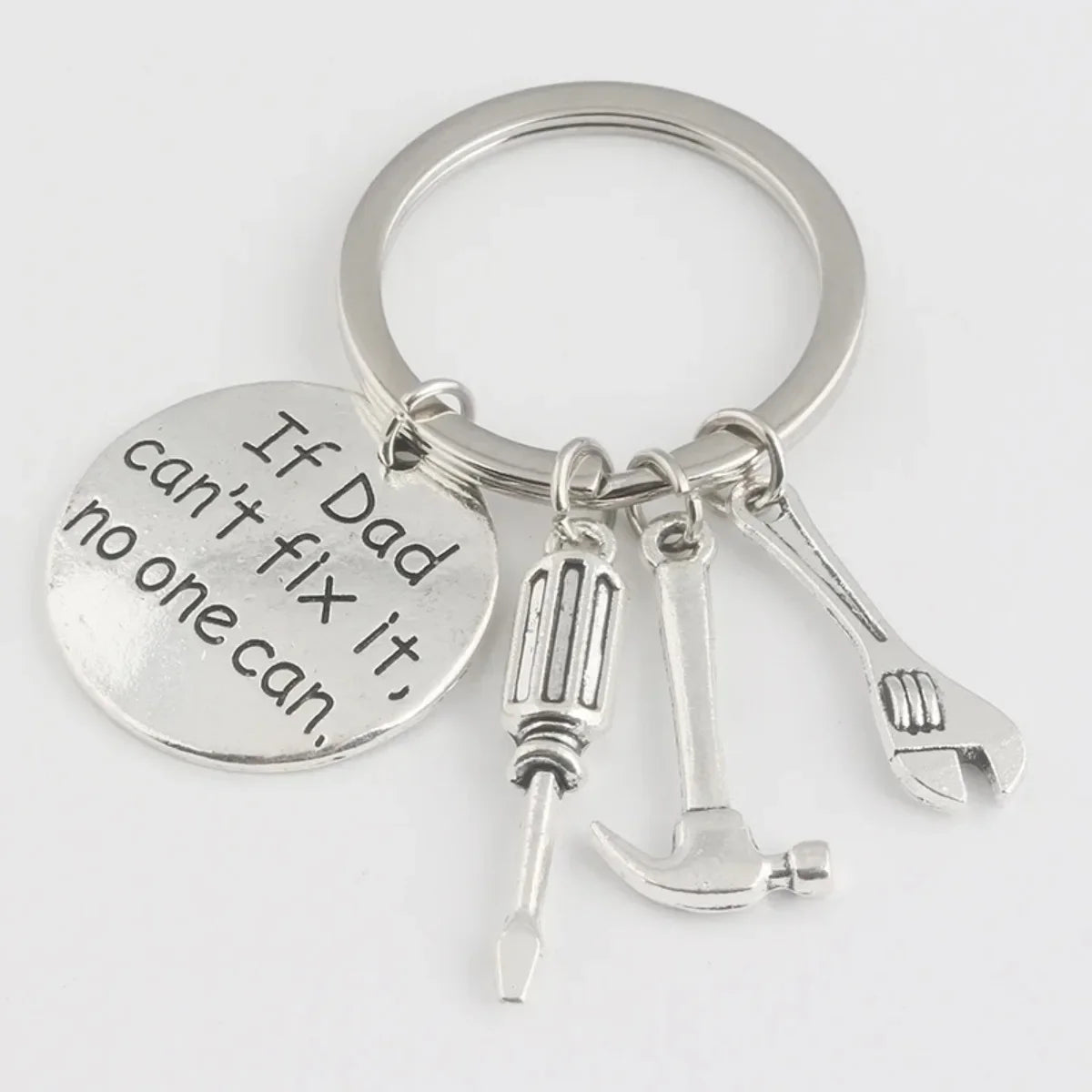 Handgereedschap thema sleutelhanger 'Als papa het niet kan repareren, kan niemand' hanger Vaderdagcadeau voor mannen sieraden