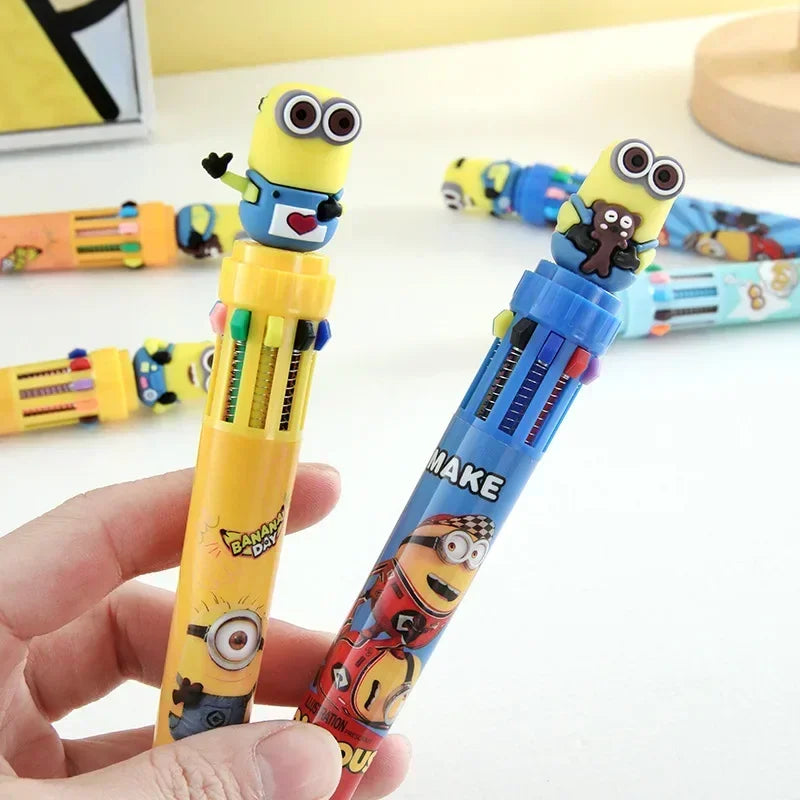 Anime Minioned 10-Kleur Balpen Despicable Me Cosplay Mark Handbediende Pen 6 Stijlen Kinderen Student Briefpapier Gift speelgoed