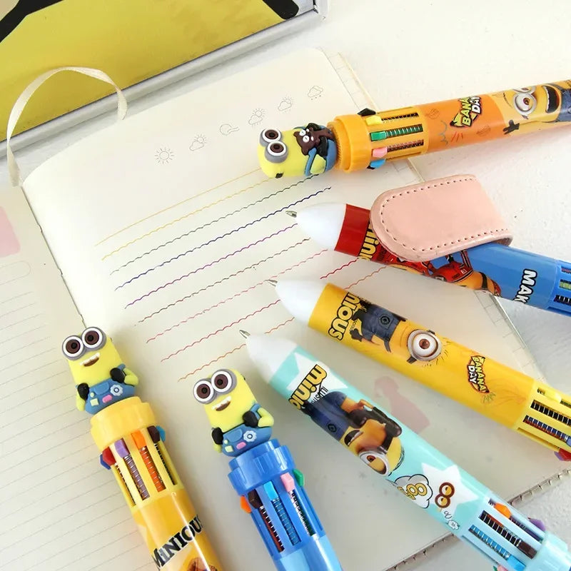 Anime Minioned 10-Kleur Balpen Despicable Me Cosplay Mark Handbediende Pen 6 Stijlen Kinderen Student Briefpapier Gift speelgoed