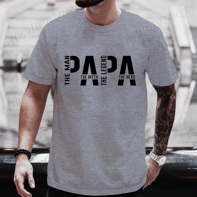 Papa De Man De Mythe De Legende Grappige T-shirt voor Mannen Kleding Papa T-shirt Korte Mouw T-shirt Mannen T-shirts Kleding tops