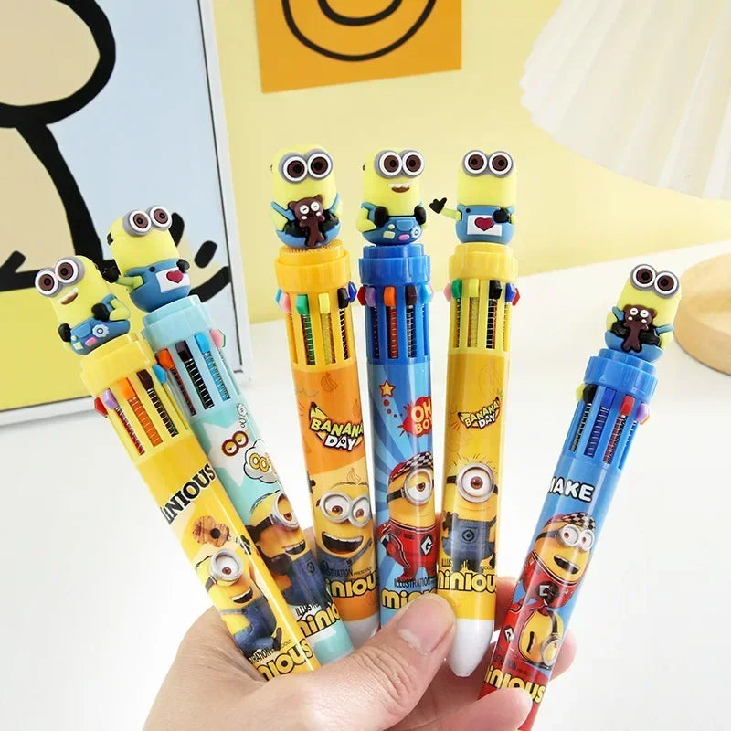 Anime Minioned 10-Kleur Balpen Despicable Me Cosplay Mark Handbediende Pen 6 Stijlen Kinderen Student Briefpapier Gift speelgoed