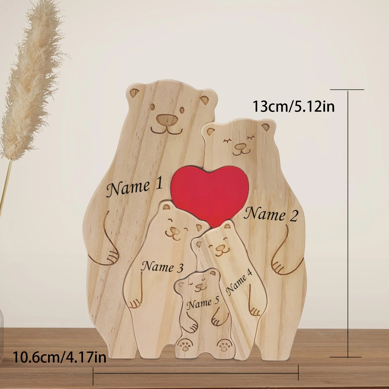 Gepersonaliseerde Familie Beer Puzzel Decor Aangepaste Namen Past op 2-6 Namen Rustieke Houten Beren Seizoensgebonden Decor voor Moeder & Vaderdag