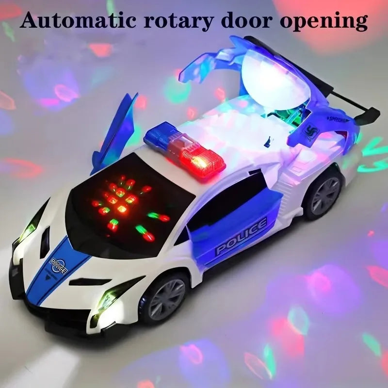 360 ° Roterende Politie Auto Speelgoed Met Geluid En Licht Elektrische Automatische Open Deuren Educatief Voertuig Speelgoed Voor Kinderen Kinderen