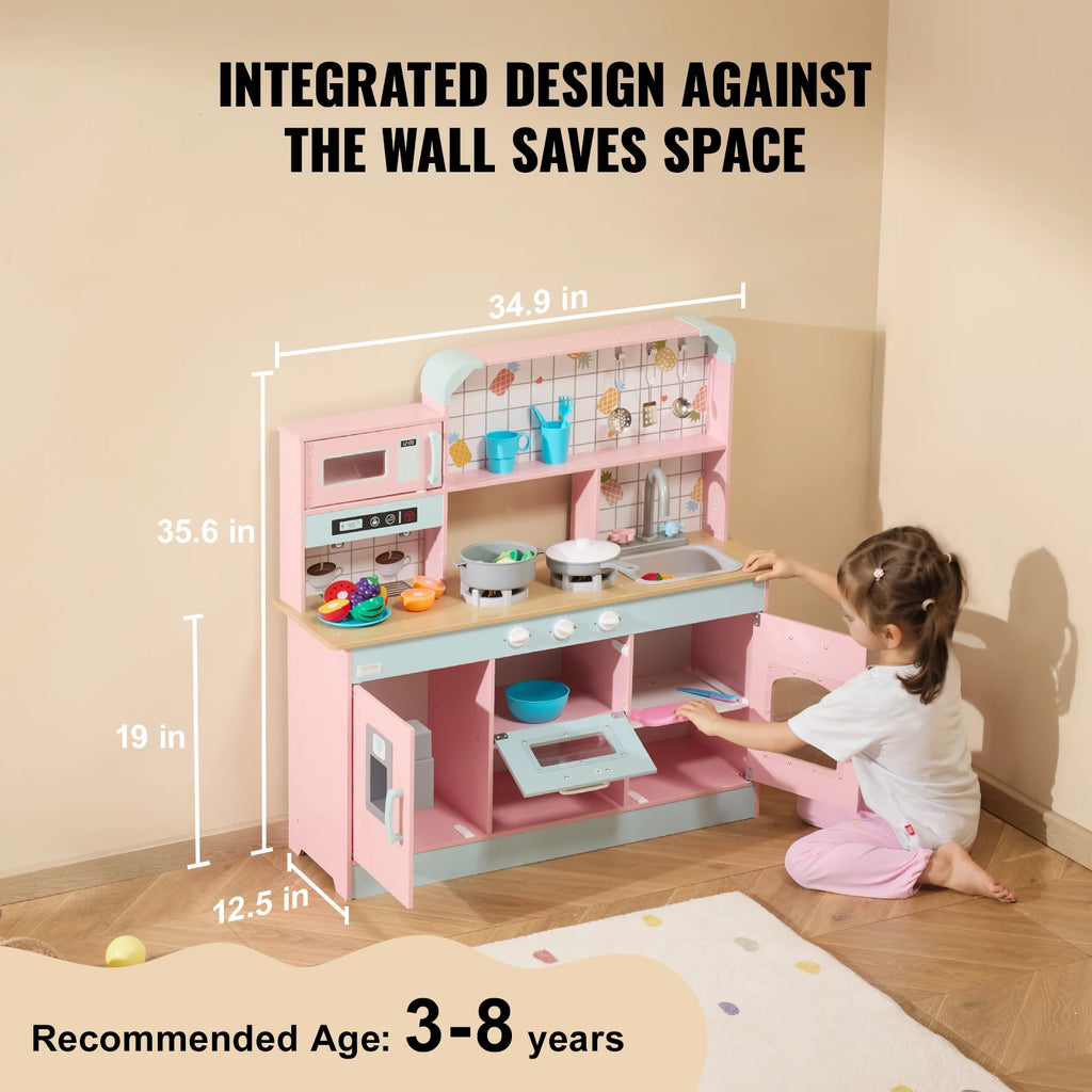 SucceBuy Pretend Play Cooking Toy for Kids Chef Playset Kitchen Accessories with Lights & Sounds for Toddles Girls Boys Ages 3+