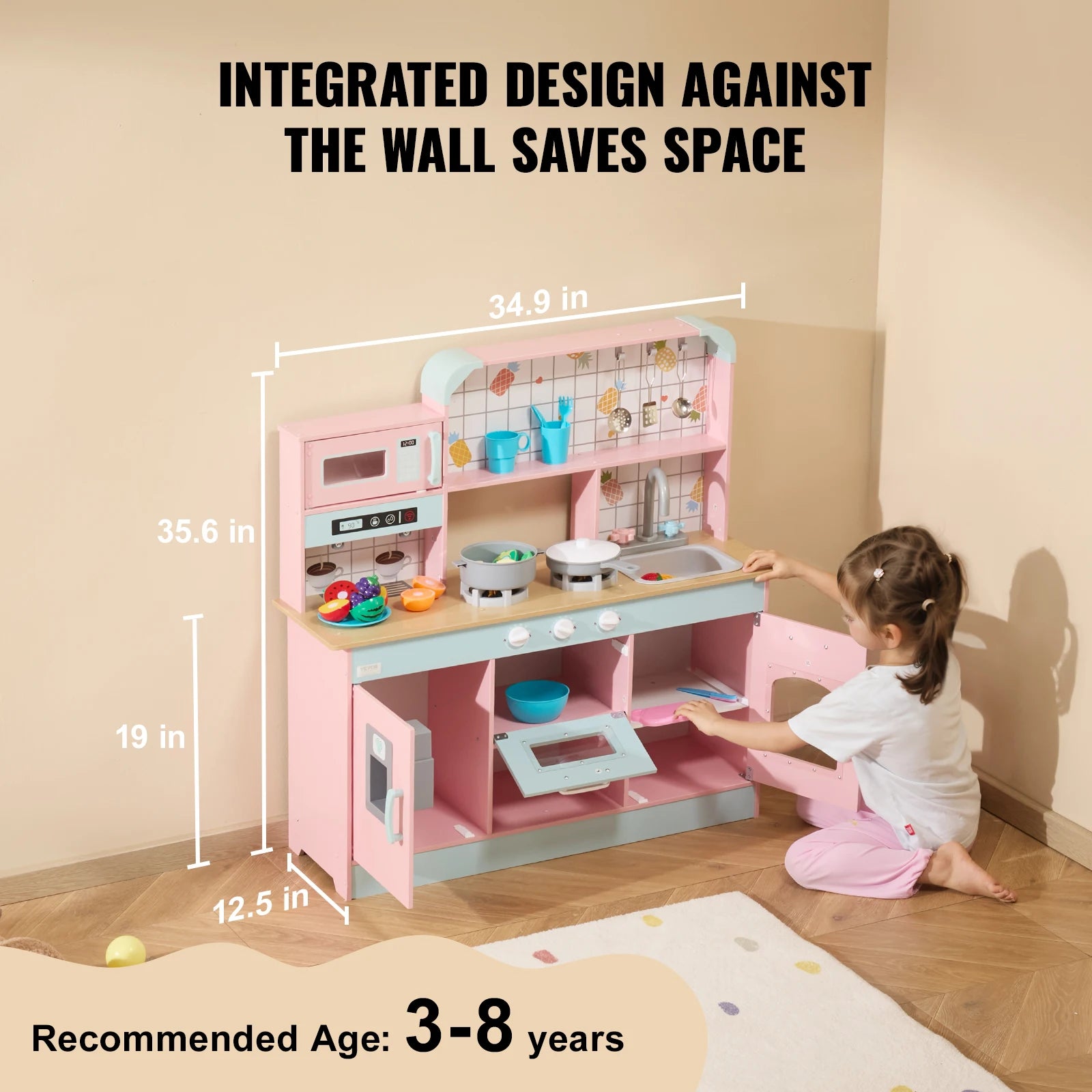 SucceBuy Pretend Play Cooking Toy for Kids Chef Playset Kitchen Accessories with Lights & Sounds for Toddles Girls Boys Ages 3+