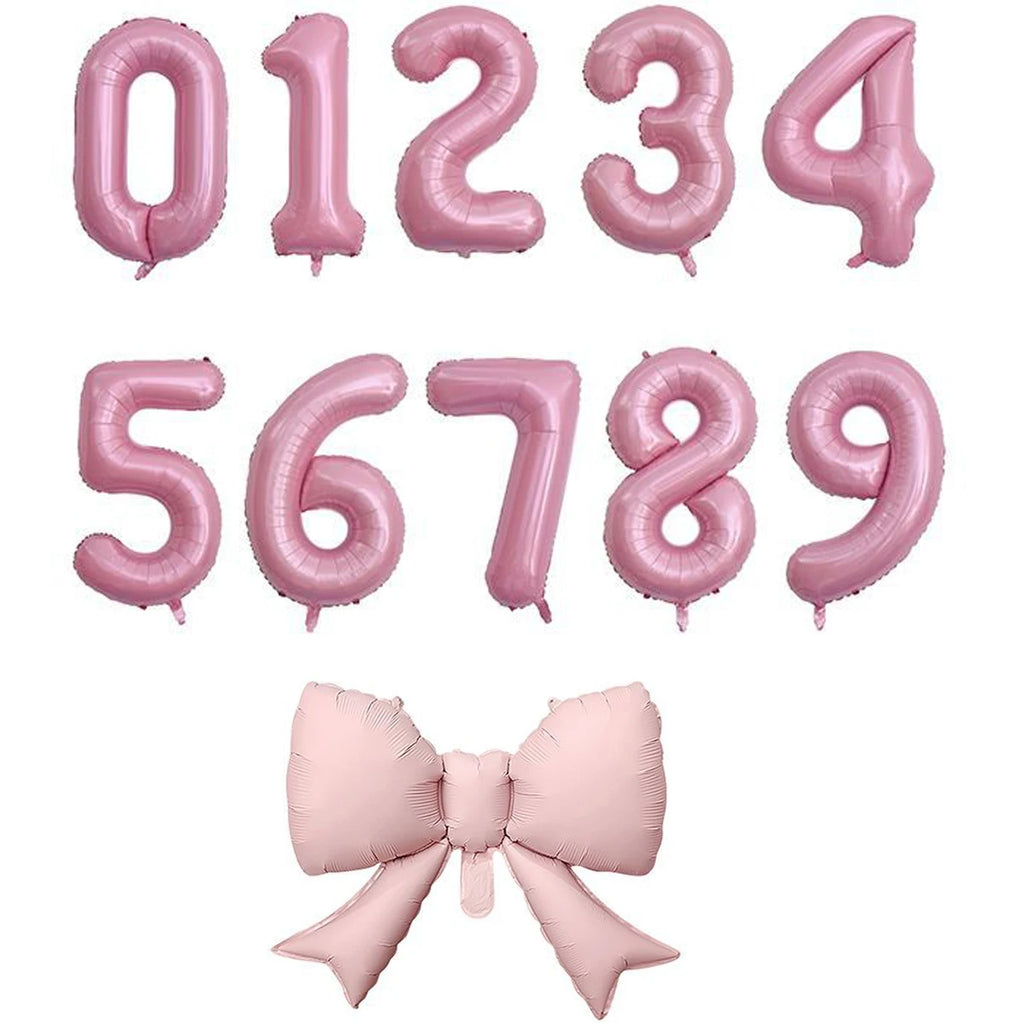 2pcs 40inch Pink Bowknot Number Foil Balloons Wedding Birthday Party Decoration Anniversary Decor Photo Props Party Supplies