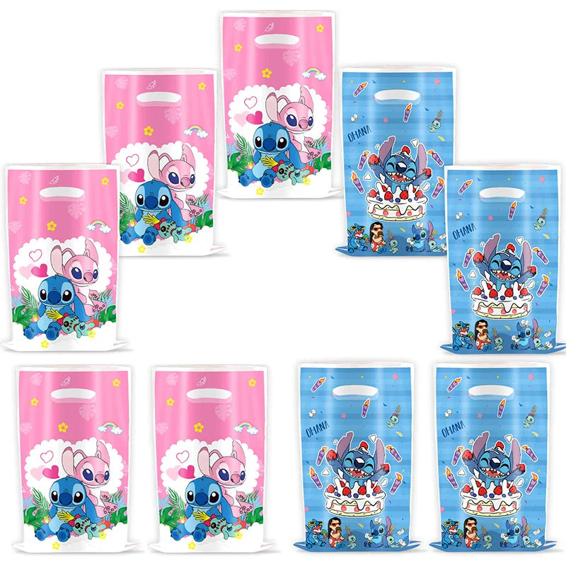 Disney Lilo & Stitch Party Gift Bag Plastic Blue Stitch Pink Angel Goodie Gift Bags voor kinderen Verjaardagsfeestje Decor Babyshower