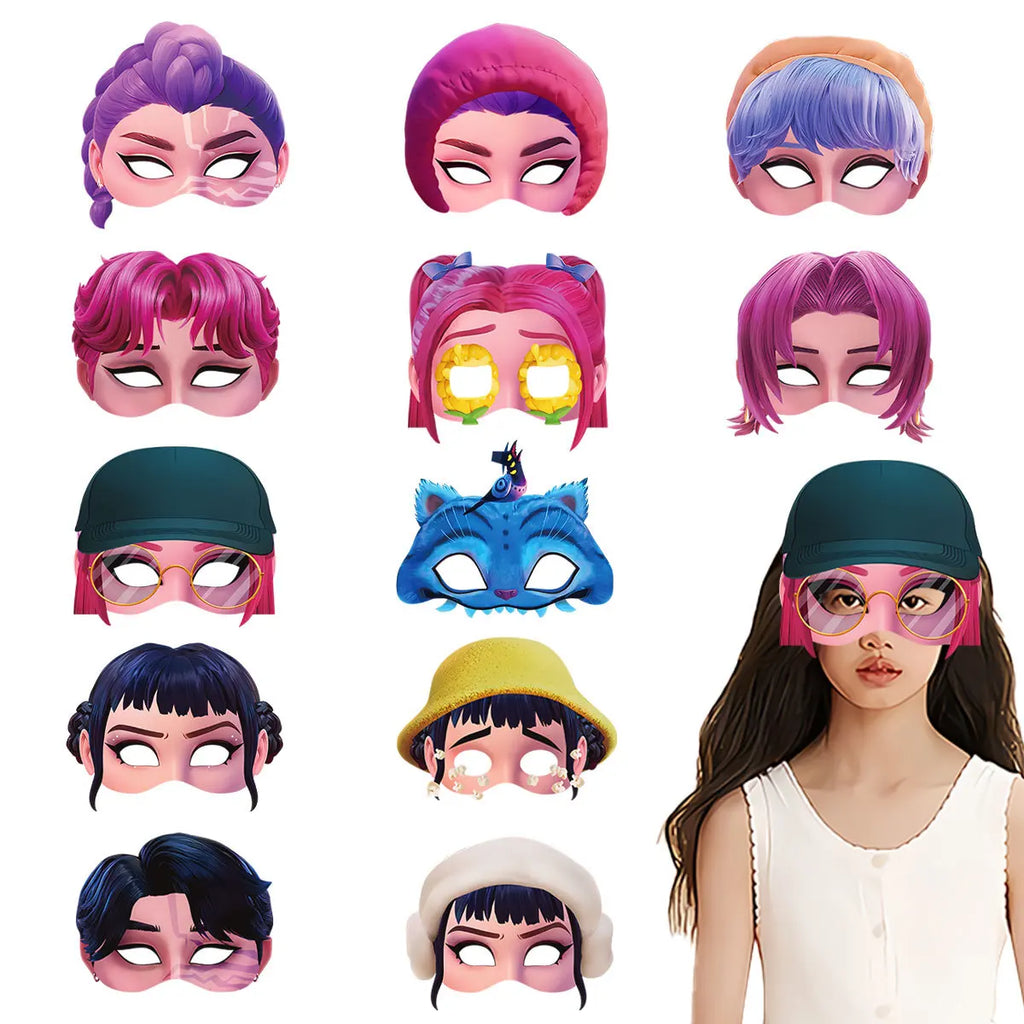 12 stks Kpop Demon Hunters Masker Kids Verjaardagsfeestje Cosplay Party Fotografie Props Decoraties Meisjes Jongens Halloween Party Geschenken