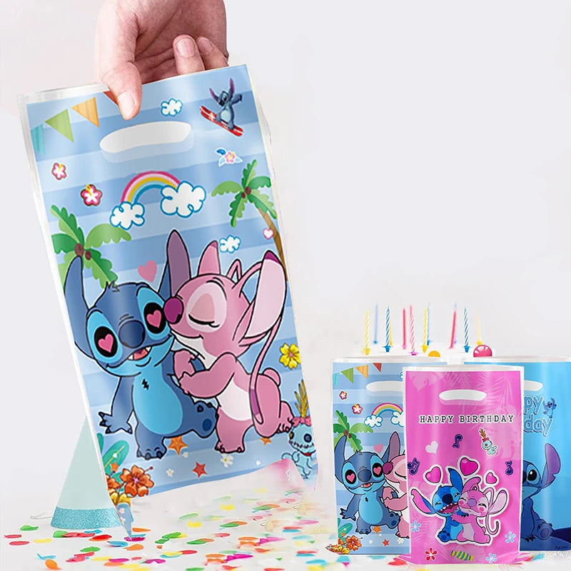 Disney Lilo & Stitch Party Gift Bag Plastic Blue Stitch Pink Angel Goodie Gift Bags voor kinderen Verjaardagsfeestje Decor Babyshower