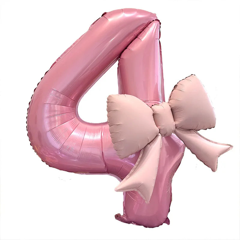 2pcs 40inch Pink Bowknot Number Foil Balloons Wedding Birthday Party Decoration Anniversary Decor Photo Props Party Supplies