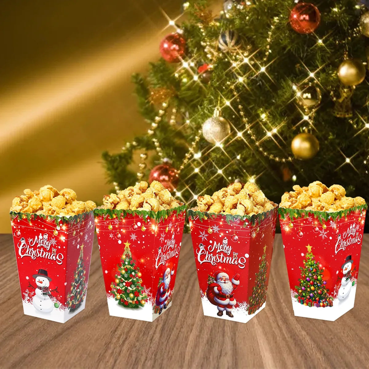 Santa Claus Snowman Christmas Candy Cookies Box Popcorn Box Christmas Decorations for Home 2024 Navidad Noel Gifts New Year 2025