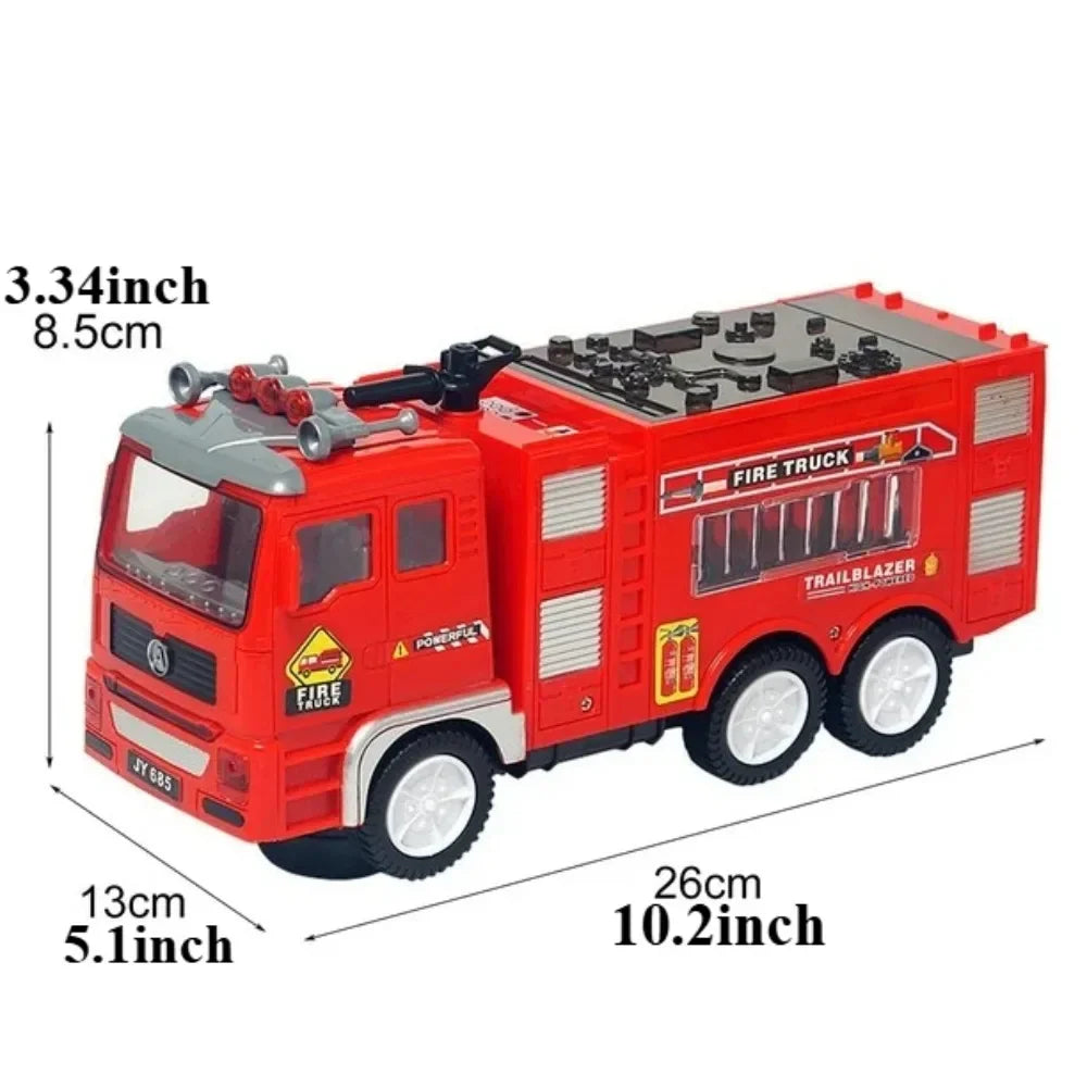 4D Truck Toys for Boys Girls Toddler Car Toys Fire Vehicle Toy with Sounds & Lights Firetruck Christmas Birthday Gift for Kids