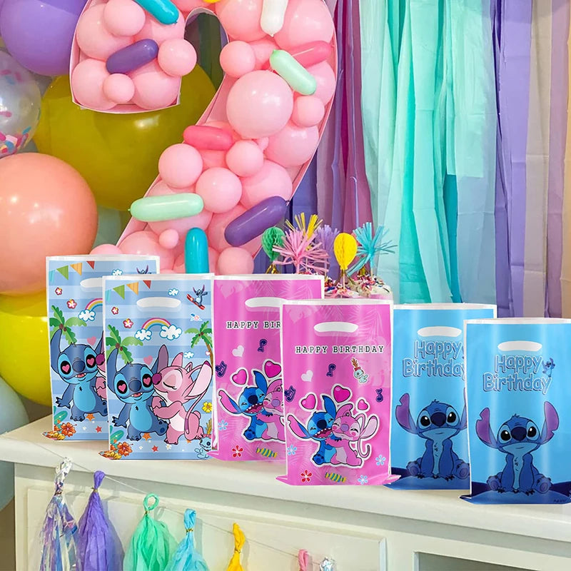 Disney Lilo & Stitch Party Gift Bag Plastic Blue Stitch Pink Angel Goodie Gift Bags voor kinderen Verjaardagsfeestje Decor Babyshower