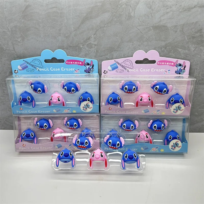 5 Pcs Disney Lilo & Stitch Eraser Cute Cartoon Stitch Lipstick Shape Eraser Fun Press Eraser School Supplies Stationery Gift