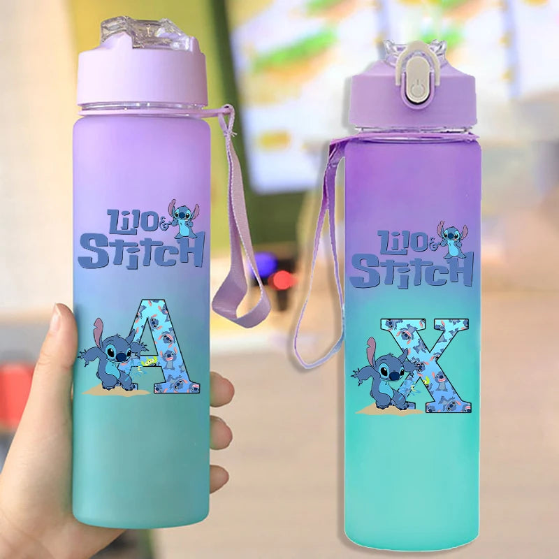 750ml Lilo & Stitch Gradiënt Waterbeker voor Mannen Vrouwen Cartoon Letter Gedrukt Cups Studenten Draagbare Mode Waterfles Geschenken