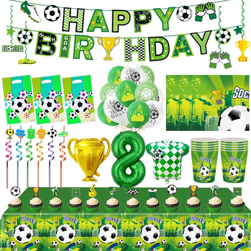 Voetbal Verjaardag Decoraties Voetbal Verjaardag Jongen Tafelkleed Achtergrond Feestartikelen Ballonnen Set Feestartikelen Kinderverjaardag