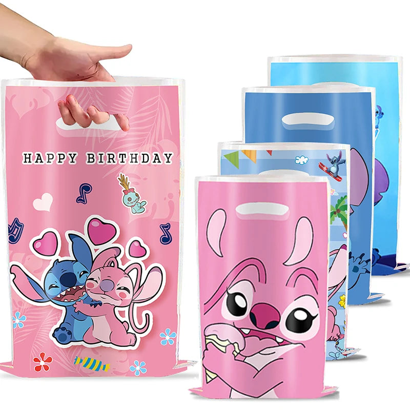 Disney Lilo & Stitch Party Gift Bag Plastic Blue Stitch Pink Angel Goodie Gift Bags voor kinderen Verjaardagsfeestje Decor Babyshower