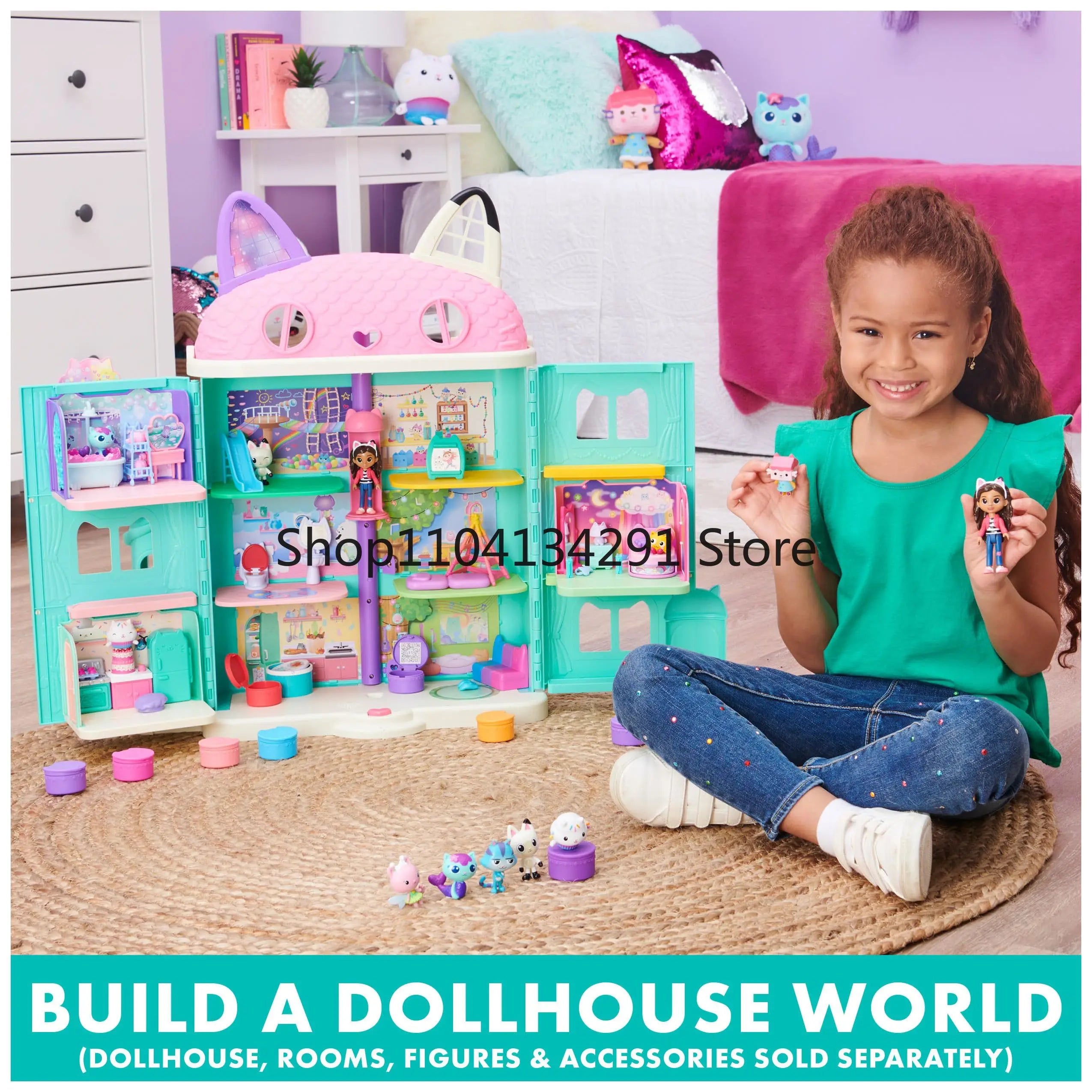 Gabby's Dollhouse Toys Baby Box Cat Craft-A-Riffic Room Gabby Magic House Deluxe Figure Playhouse Set Girl Play House Toys Gifts