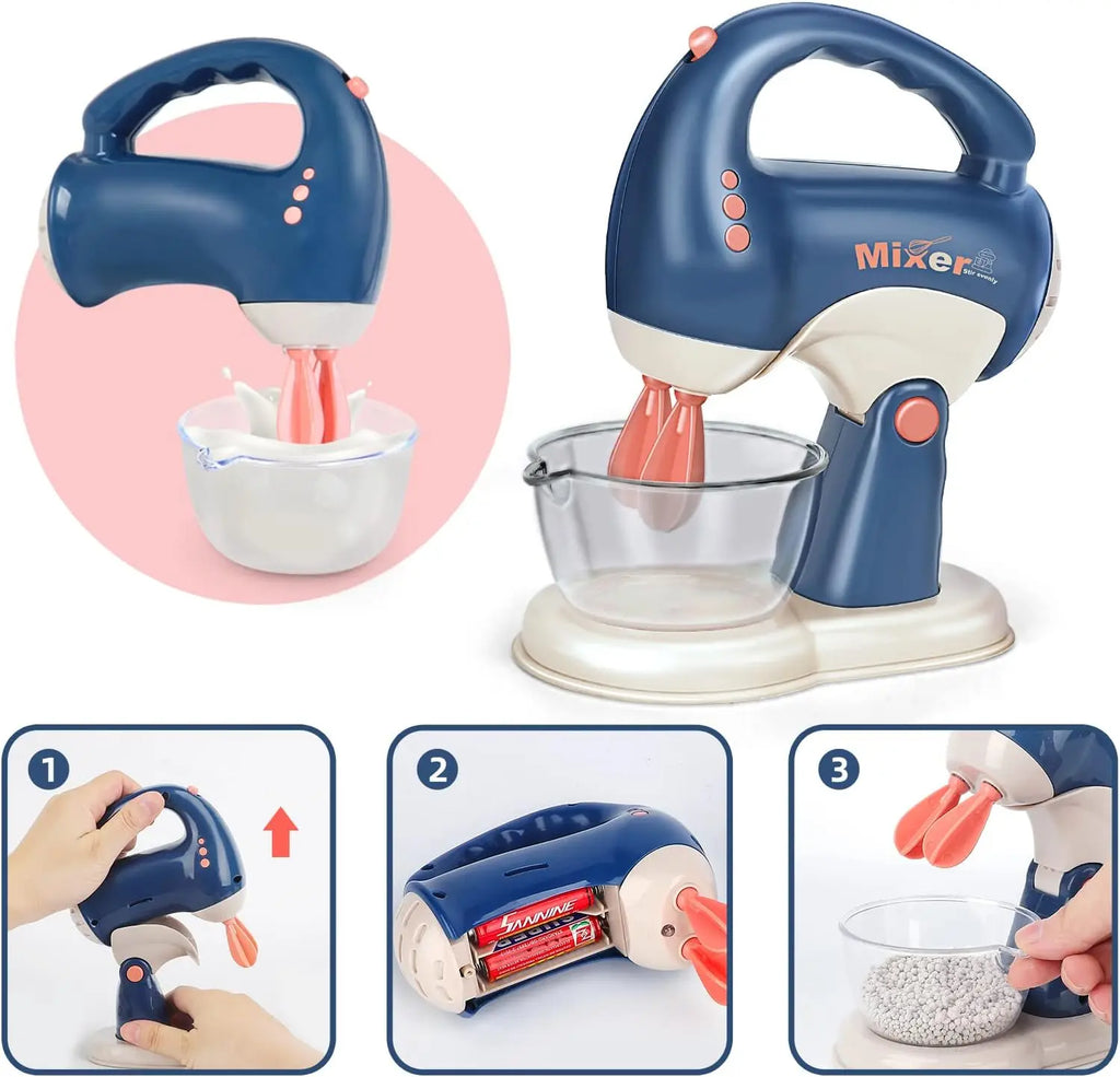 Pretend Play Toys for Kids, Pretend Play Kitchen Appliances Toy Set with Coffee Maker Machine,Mixer and Toaster Sound and Light