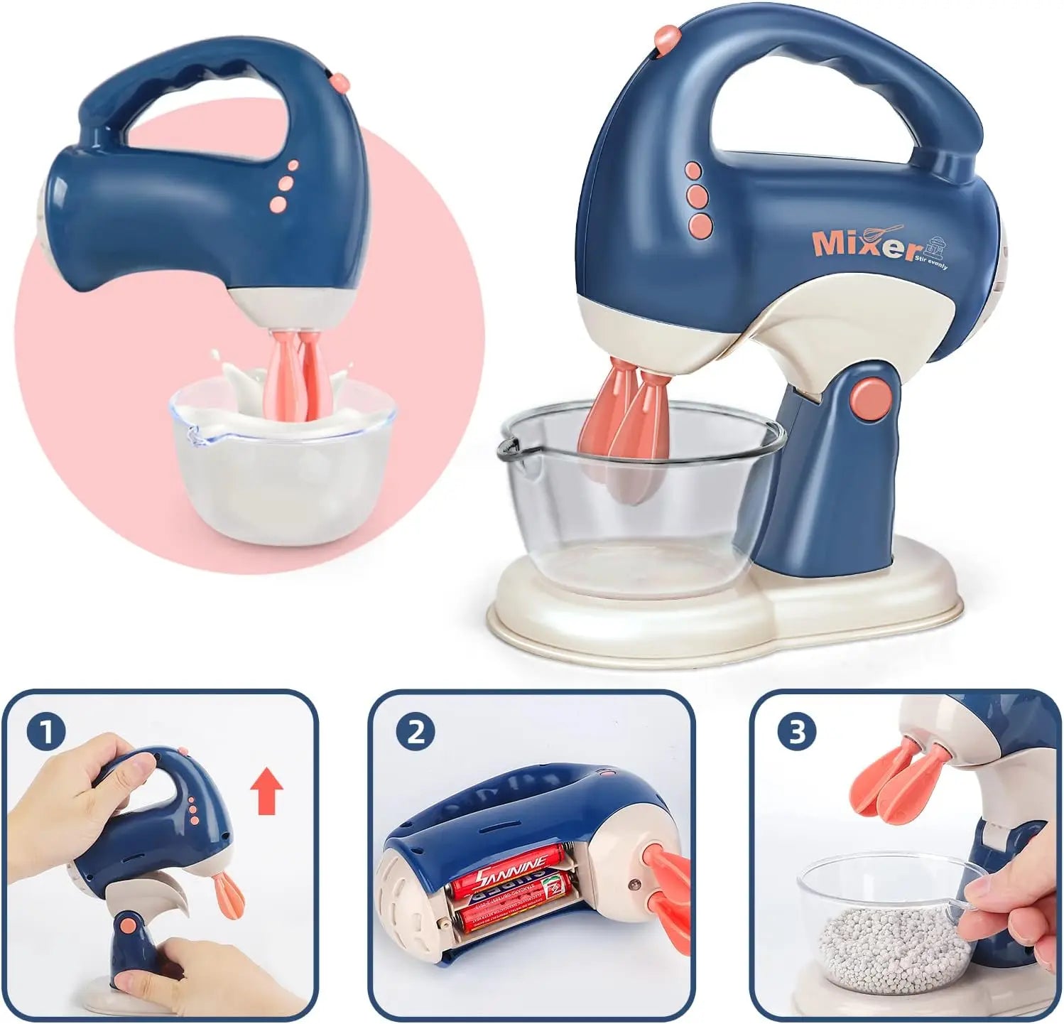 Pretend Play Toys for Kids, Pretend Play Kitchen Appliances Toy Set with Coffee Maker Machine,Mixer and Toaster Sound and Light