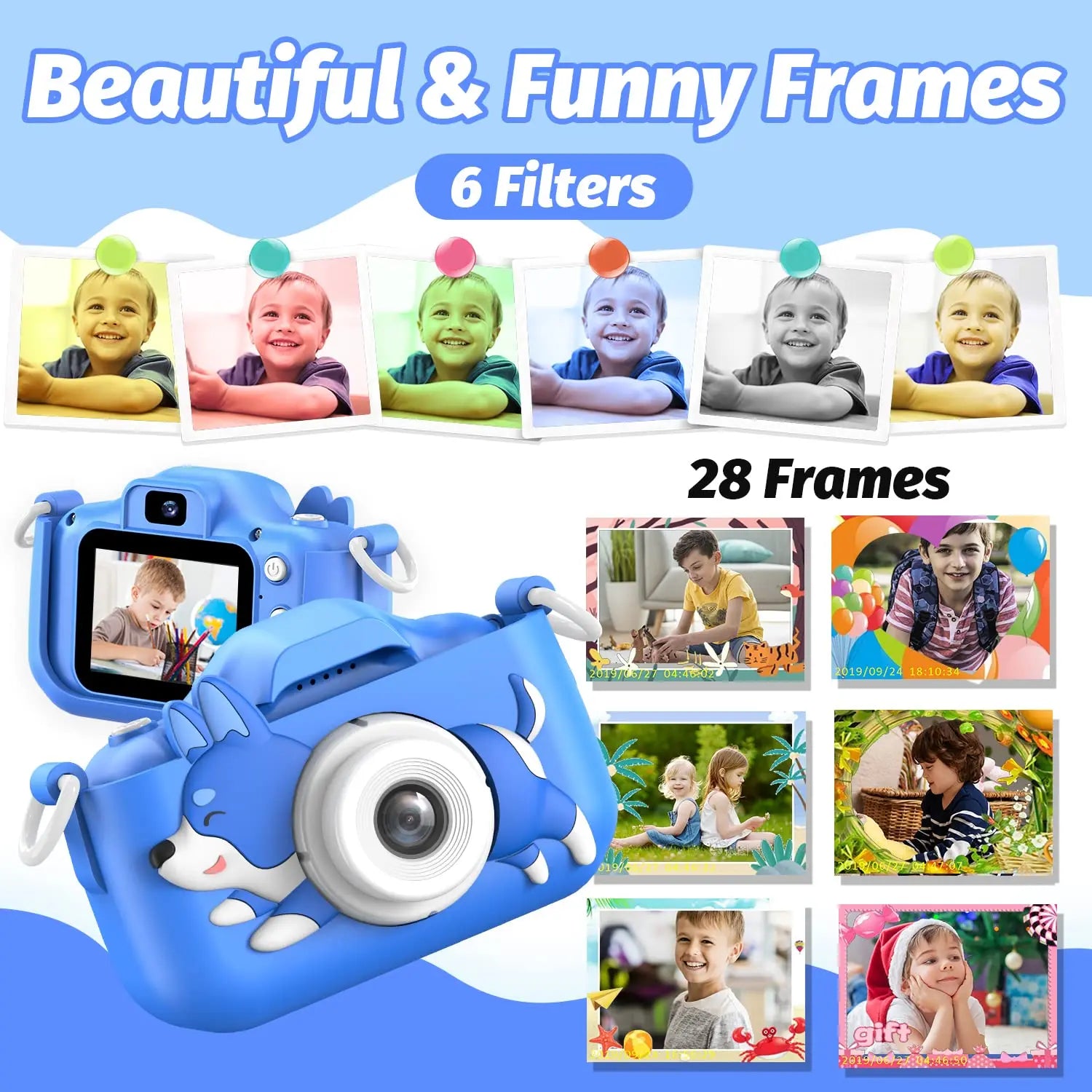 Kids Camera Digital Dual Camera HD 1080P Video Camera Toys Mini Cam Color Display Children Toy For Birthday/Christmas Gift