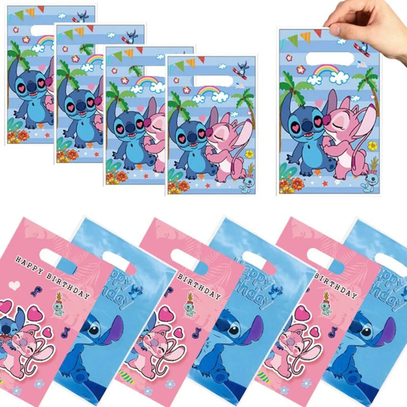 Disney Lilo & Stitch Party Gift Bag Plastic Blue Stitch Pink Angel Goodie Gift Bags voor kinderen Verjaardagsfeestje Decor Babyshower