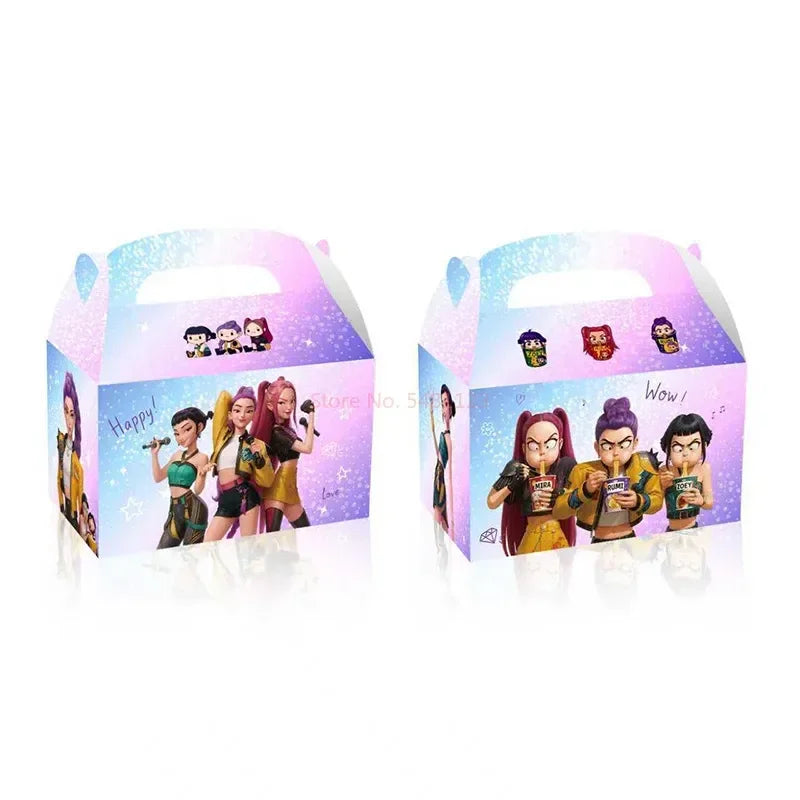 Kpop Demon 12/24/36pcs Set Hunters Saja Jongens Figuren Geschenkdoos Cartoon Draagbare Snoep Popcorn doos Verjaardagsfeestje Decoratie Cadeau
