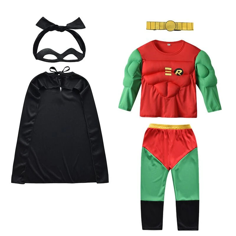 Superhero Hulk Captain America Cosplay Costume Boy Girl Clothes Spiderman Muscle Suit Halloween Carnival Birthday Party Outfits