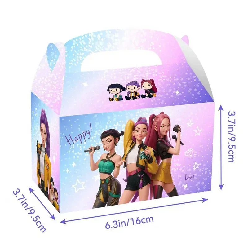 Kpop Demon 12/24/36pcs Set Hunters Saja Jongens Figuren Geschenkdoos Cartoon Draagbare Snoep Popcorn doos Verjaardagsfeestje Decoratie Cadeau