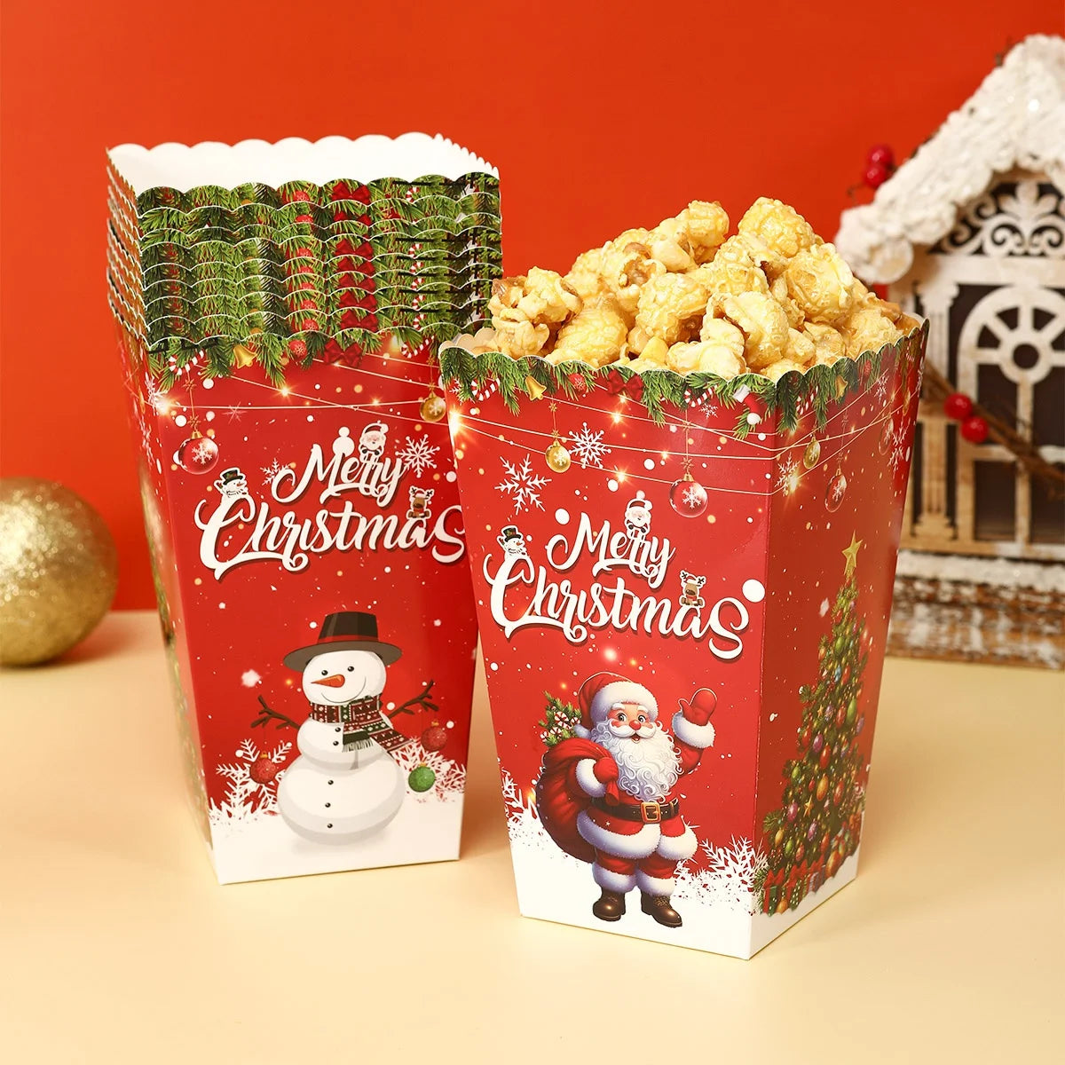 Santa Claus Snowman Christmas Candy Cookies Box Popcorn Box Christmas Decorations for Home 2024 Navidad Noel Gifts New Year 2025