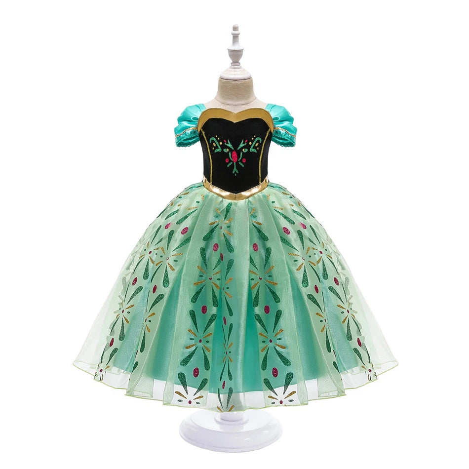 Full Printing Kids Cosplay Anna Princess Costume Fancy Birthday Carnival Party Prom Dress Toddler Role Play Clothing Outfits
