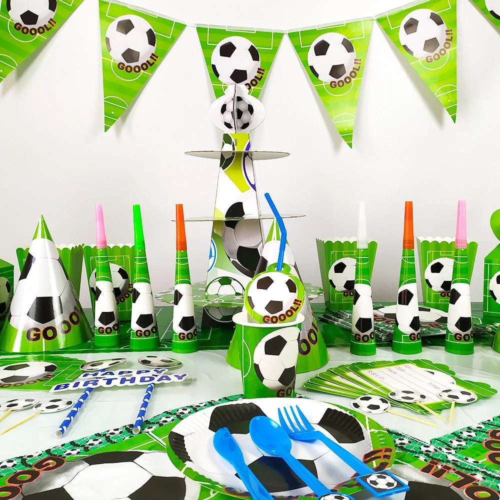 Voetbal Verjaardag Decoraties Voetbal Verjaardag Jongen Tafelkleed Achtergrond Feestartikelen Ballonnen Set Feestartikelen Kinderverjaardag