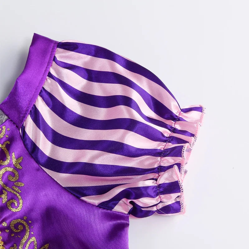 Disney Rapunzel Prinses Jurk Meisje Paars Bladerdeeg Mouw Cosplay Tangled Kostuum Halloween Vestido Kids Verjaardag Baljurk Kleding