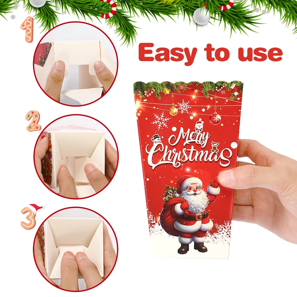 Santa Claus Snowman Christmas Candy Cookies Box Popcorn Box Christmas Decorations for Home 2024 Navidad Noel Gifts New Year 2025