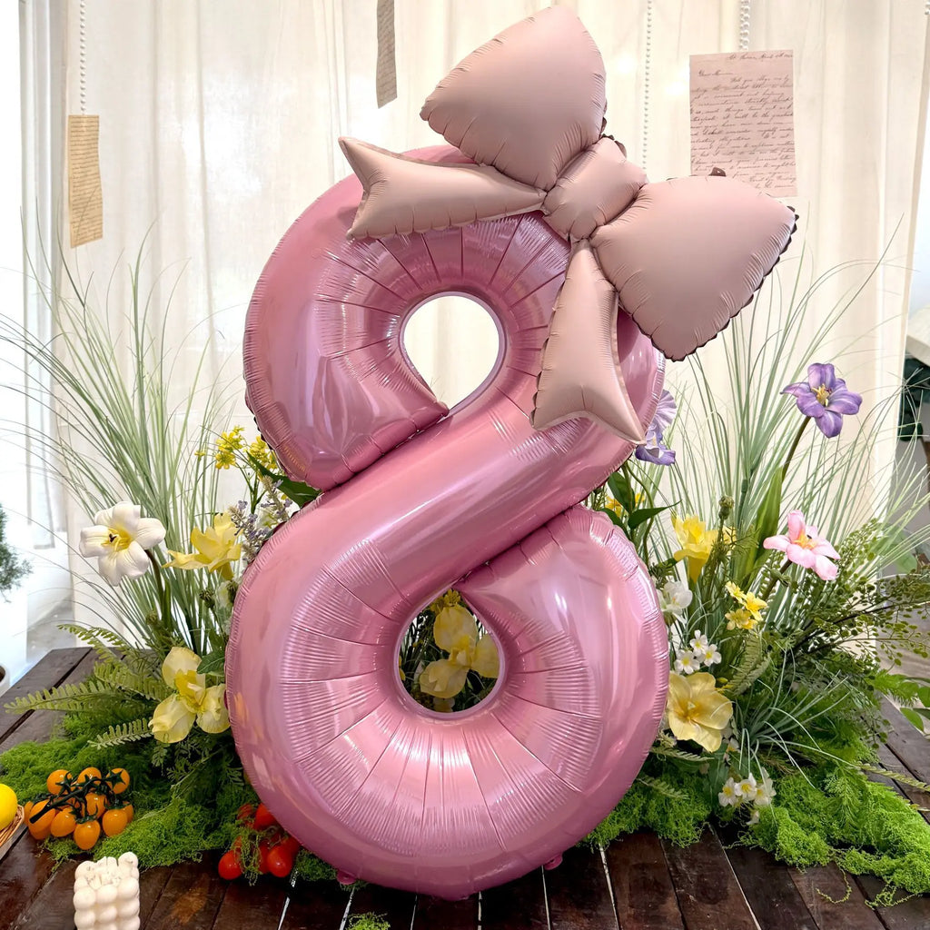 2pcs 40inch Pink Bowknot Number Foil Balloons Wedding Birthday Party Decoration Anniversary Decor Photo Props Party Supplies