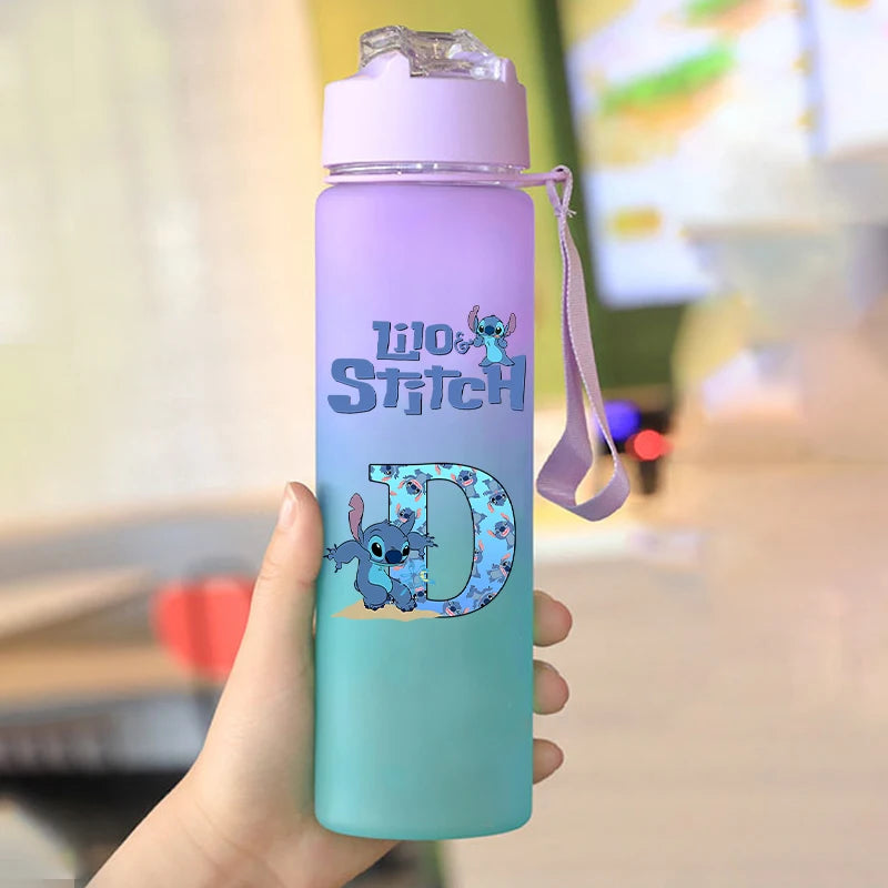 750ml Lilo & Stitch Gradiënt Waterbeker voor Mannen Vrouwen Cartoon Letter Gedrukt Cups Studenten Draagbare Mode Waterfles Geschenken