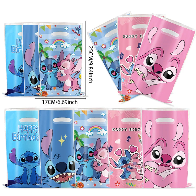 Disney Lilo & Stitch Party Gift Bag Plastic Blue Stitch Pink Angel Goodie Gift Bags voor kinderen Verjaardagsfeestje Decor Babyshower