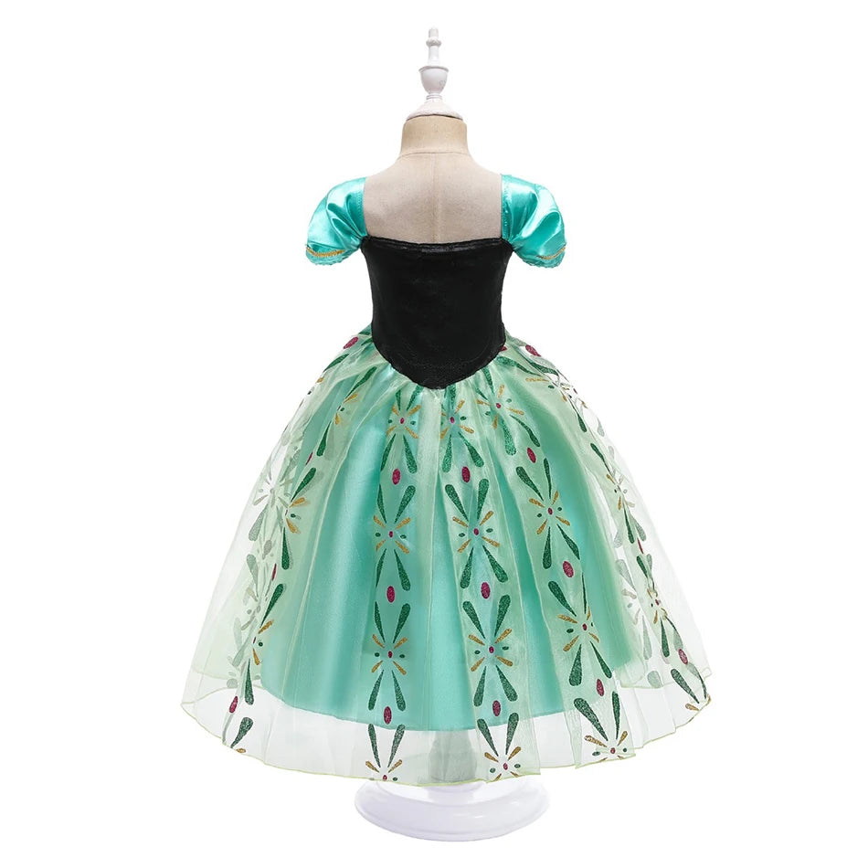 Full Printing Kids Cosplay Anna Princess Costume Fancy Birthday Carnival Party Prom Dress Toddler Role Play Clothing Outfits