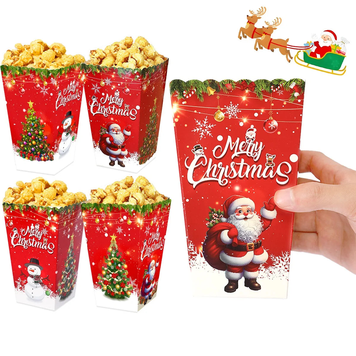 Santa Claus Snowman Christmas Candy Cookies Box Popcorn Box Christmas Decorations for Home 2024 Navidad Noel Gifts New Year 2025