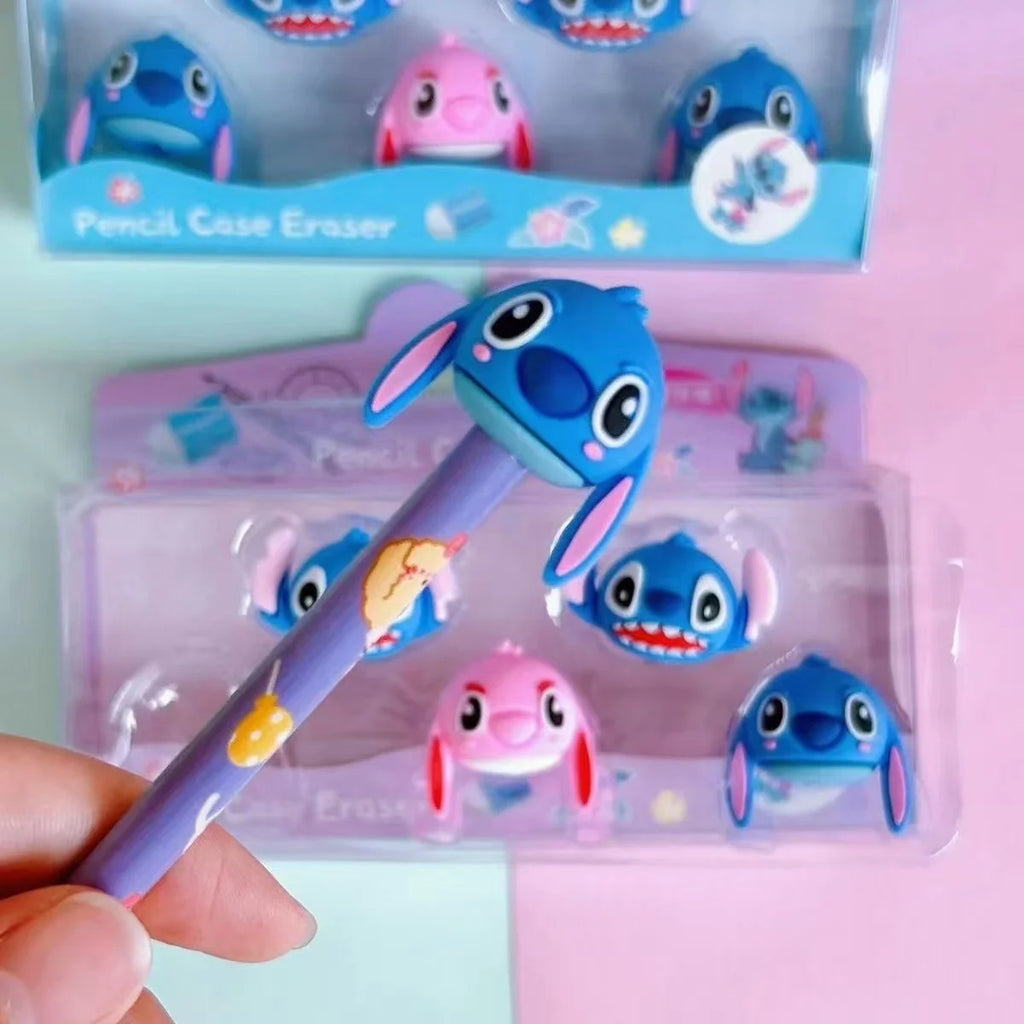5 Pcs Disney Lilo & Stitch Eraser Cute Cartoon Stitch Lipstick Shape Eraser Fun Press Eraser School Supplies Stationery Gift