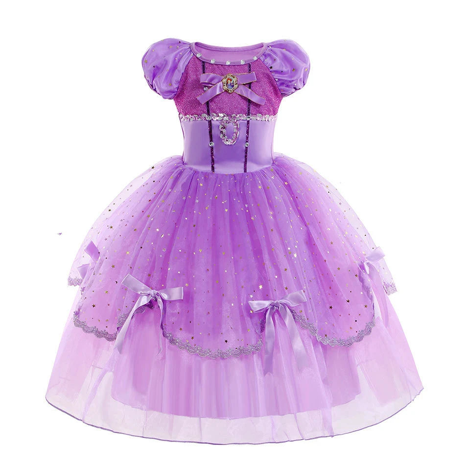 Klein meisje Sofia de eerste prinses baljurk rollenspel delicaat carnavalskostuum Disney's Junior Catoon TV-serie Sofia-jurk