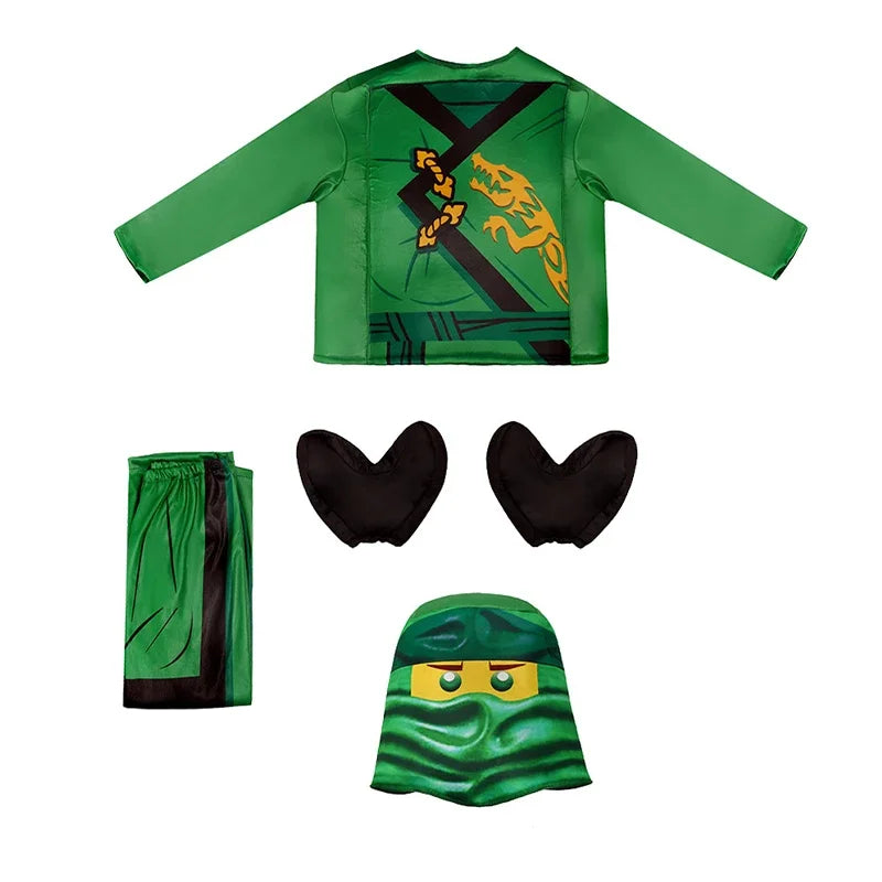 New Arrival Guy Boy Hidden Warrior Kai Outfit Fancy Dress Up Kids Ninja Lloyd Halloween Costume